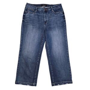Wide Leg Crop Jeans High Waist Judy Blue Size 15 / 32 Stretch Distressed Plus